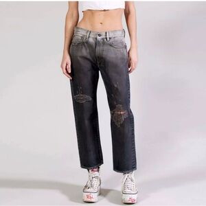 R13 Boyfriend distressed boyfriend’s Jeans in Faded Black Sz 25 (fits26/27)